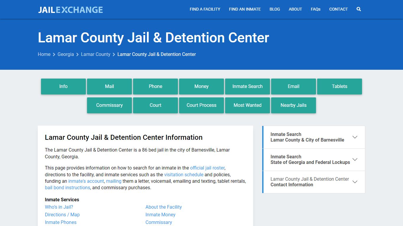 Lamar County Jail & Detention Center, GA Inmate Search, Information